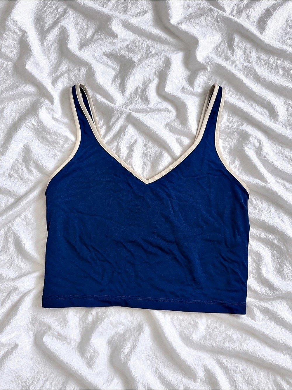 Offline by Aerie Real Me Recharge Crop Tank Top Blue & White Size Medium